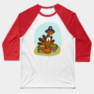 Happy Thanksgiving Turkey & Pumpkin Baseball T-Shirt